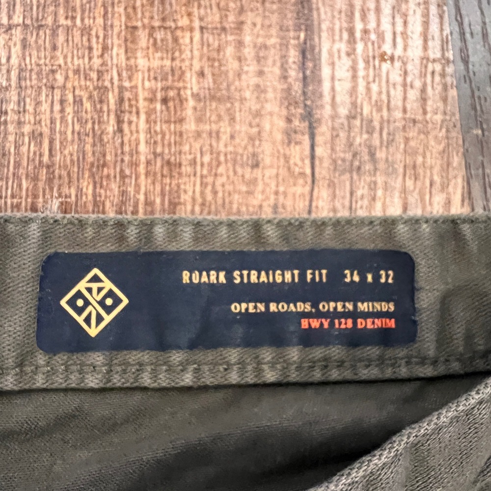Roark Straight Fit HWY 128 Denim Mens 34x32 Olive Green Stretch Pants RD213 - Picture 3 of 9